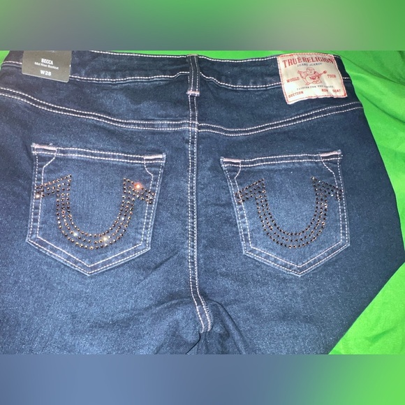 NWT Women's True Religion Becca Mid Rise Boot Cut Dark Blue Jeans size 28 - Picture 9 of 14